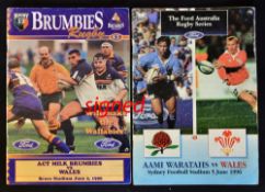 2x 1996 Wales Rugby Tour to Australia signed rugby programmes to incl v Brumbies June 2nd signed
