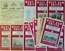 1950s-60s West Ham United football programme selection homes, includes 1955 Plymouth Argyle, 1958