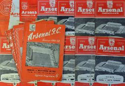 1950s-60s Arsenal football programme selection homes, including 1949/50 Newcastle United, 1952/53
