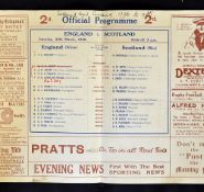 1926 England vs Scotland (Champions) rugby programme - played on Saturday 20th March single folded