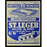1938/39 Sheffield Wednesday v West Bromwich Albion match programme dated 18 March 1939 at