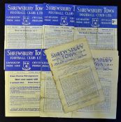 1949-1962 Shrewsbury Town football programme selection to include 1949 v Notts. County, Aston Villa,