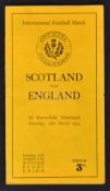 1933 Scotland vs England rugby programme played at Murrayfield staple missing replaced with tape