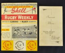 Scarce 1949 New Zealand All Blacks rugby tour to South Africa dinner menu - held on the eve of the