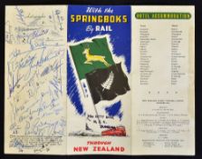 Rare 1956 South Africa Springbok rugby tour to New Zealand signed tour itinerary, titled "With the
