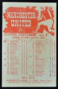 1945/46 War League North Manchester United v Bury football programme date 2 March at Maine Road,