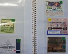 Football Match Ticket Album containing a variety of tickets, FA Cup finals, FL Cup Finals, 1991 ECWC