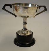 Large 1958 Liverpool Senior Cup Winners Trophy engraved J. Tansey, a two handled cup on a Bakelite