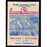 1936 England vs Scotland rugby programme - played on 21st March, single folded card with vertical