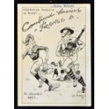 1951 France 'B' vs Combined Services rugby dinner menu - December 30 at the Normandy Hotel Paris,
