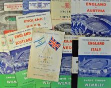 1950s-60s England International football programmes to include 1957 Wales v England, 1958 England