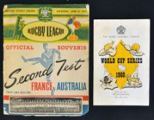 2x Australia v France rugby league programmes from 1950/60's to incl 2nd Test Australia v France '51