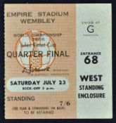 1966 World Cup England v Argentina football match ticket at Wembley 23 July in good condition