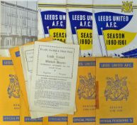 Selection of 1950s-60s Leeds United football programmes homes, including 1956/7Bolton Wanderers,