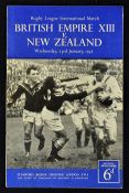 1951/52 British Empire XIII v New Zealand rugby league programme - played at Stamford Bridge Grounds