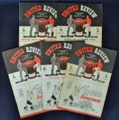 Selection of 1947/48 Manchester United football programmes homes including Preston North End,