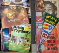 Box of World Cup & European Cup football ephemera to include programmes, guides, leaflets etc. worth