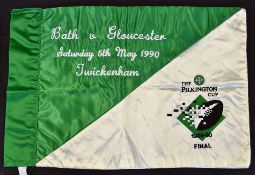 Fine and scarce 1990 Pilkington Rugby Cup Final Touch Judges - green and white silk embroidered