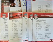 Collection of Liverpool Team Sheets mainly for premier league but includes European Cup, FA Cup