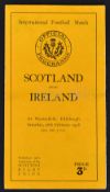 1938 Scotland (Grand Slam) v Ireland rugby programme played at Murrayfield horizontal pocket fold