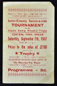 1957 Inter County Seven-a-Side rugby league tournament programme - played at Central Park Wigan