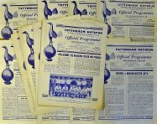 Selection of Tottenham Hotspur home football programmes to include 1949/50 v Hull City, 1950/51 v