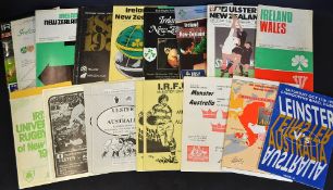 Collection of 1970/1980's Ireland v Australia and New Zealand rugby programmes and itinerary incl