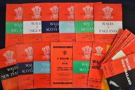 Collection of Wales international rugby programmes from 1961 to 1970 to include tourist teams - near