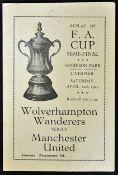 Scarce Souvenir 1948/49 Wolverhampton Wanderers v Manchester United football programme FA Cup Semi