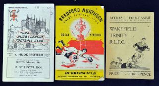 3x early 1949/50's Huddersfield Rugby League programmes (A) to incl v Wakefield (A) '49/50, v