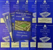 Selection of 1950s/60s Everton home football programmes to include 1951/1952 Rotherham Utd,