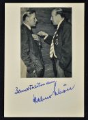 Signed Bert Trautmann and Helmut Schön print signed below the print in blue ink, measures approx.