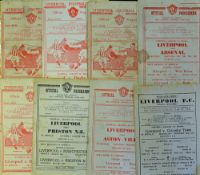 1940s Liverpool football programmes including 1946 v Grimsby Town, 1947 v Arsenal (x2),