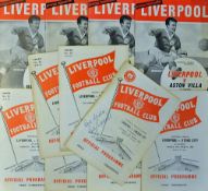 Liverpool 1950s-60s football programme selection homes, includes 1958 Lincoln City (signed Billy