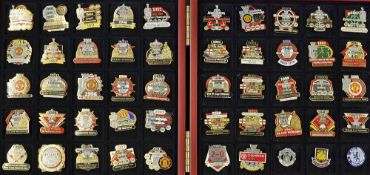 Manchester United Victory Pin Badge selection encased within large presentation case 50x badges in