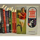 7x various signed rugby books to incl "The Barry John Book of Rugby", JBG Thomas "The Illustrated
