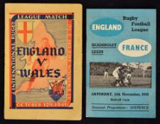 1946 England vs Wales rugby league programme, played at Swinton Oct 12th - some minor nicks and