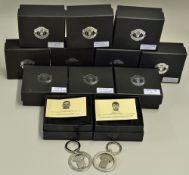 Selection of Manchester United 2011/12 Key Rings player inscribed, circular with central swivel