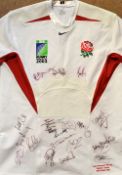 Rare 2003 England Rugby World Cup match worn signed players shirt -v Samoa No. 16 short sleeve shirt
