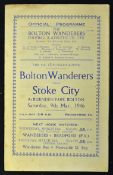 1945/46 FA Cup Bolton Wanderers v Stoke City football programme 6th round date 9 Mar at Burnden