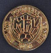 Midland Football League Cup Winners Medal a gold coloured medal with Midland Football League to