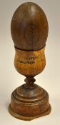 1946 Wooden Rugby Cup and Ball winners trophy - comprising a cup inscribed "Winners - Nicholl