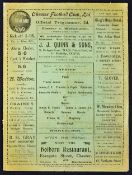 1921/22 Chester v Whitchurch football programme non-league Cheshire County match at Sealand Road