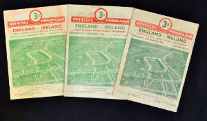 Rare 1948 England v Ireland (Grand Slam) rugby programme plus '50 and '52 - all with minor faults