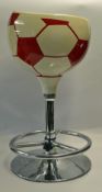 Retro Football Bar Stool with circular metal base and foot stand measures approx. 84 x 45cm, some