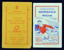 2x 1953 Huddersfield Rugby League Challenge Cup Final and Semi-final programmes scarce