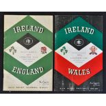 2x 1960's Ireland rugby programmes (H) to incl vs England '61 and vs Wales '64 some minor wear and