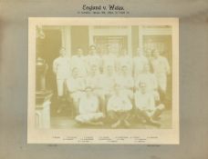 Rare 1904 England (vs Wales) official rugby team sepia photograph - mounted on the original