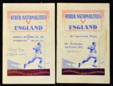 1949 England vs Other Nationalities rugby league championship programme - played on Monday 19th
