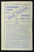 1945/46 Shrewsbury Town v Frickley Colliery football programme date 22 Apr, single sheet, average